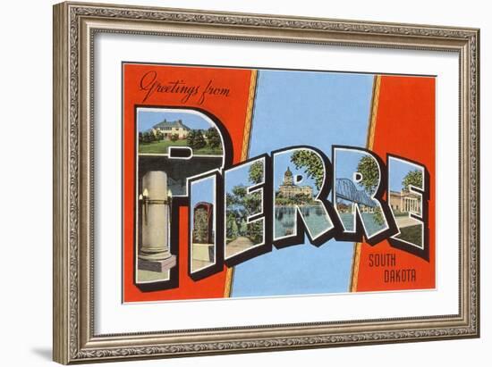 Greetings from Pierre, South Dakota-null-Framed Art Print