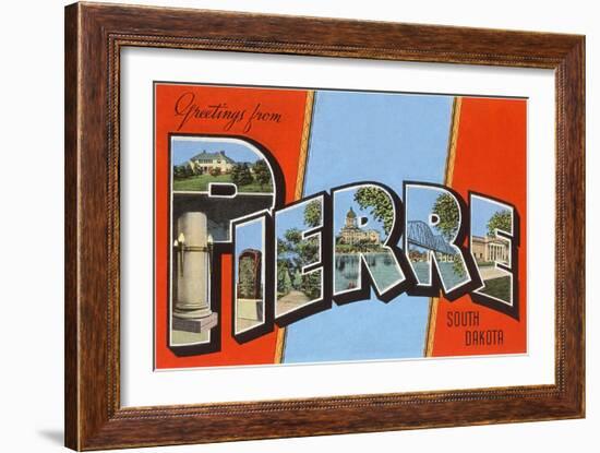 Greetings from Pierre, South Dakota-null-Framed Art Print