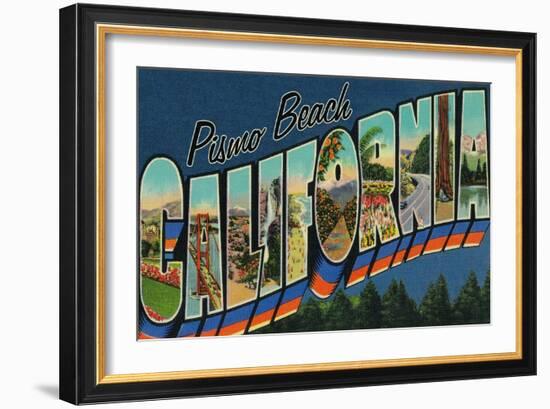 Greetings from Pismo Beach, California-Lantern Press-Framed Art Print
