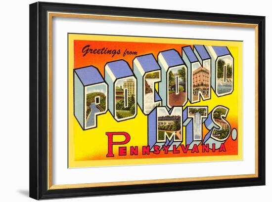 Greetings from Pocono Mountains, Pennsylvania-null-Framed Art Print