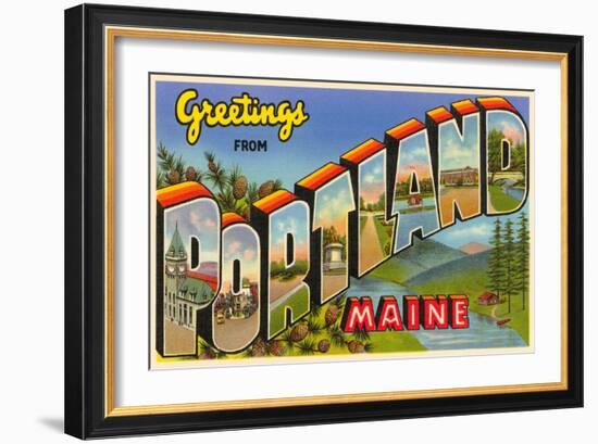 Greetings from Portland, Maine-null-Framed Art Print