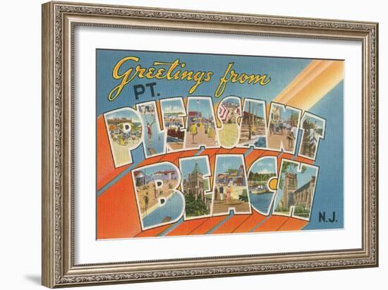 Greetings from Pt. Pleasant Beach, New Jersey-null-Framed Art Print