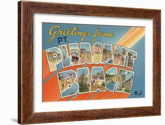 Greetings from Pt. Pleasant Beach, New Jersey-null-Framed Art Print