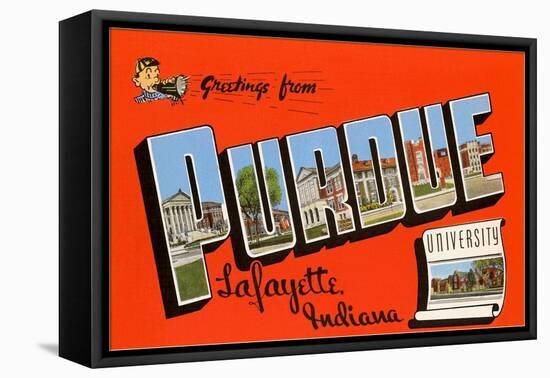 Greetings from Purdue, Indiana-null-Framed Stretched Canvas