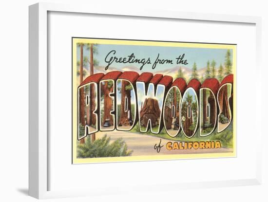 Greetings from Redwoods, California-null-Framed Art Print