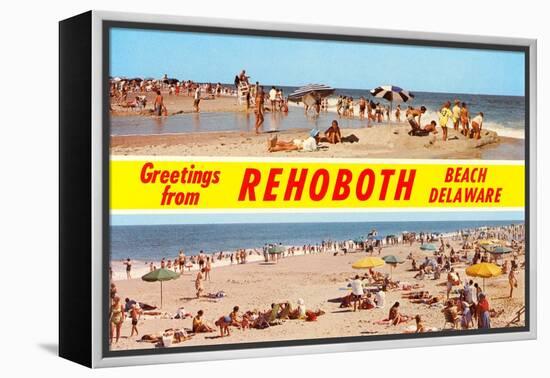 Greetings from Rehoboth Beach, Delaware-null-Framed Stretched Canvas