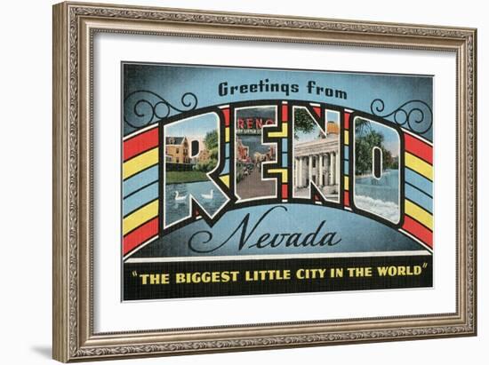 Greetings from Reno, Nevada, the Biggest Little City in the World-null-Framed Giclee Print