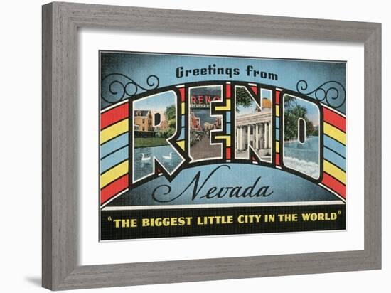 Greetings from Reno, Nevada, the Biggest Little City in the World-null-Framed Giclee Print