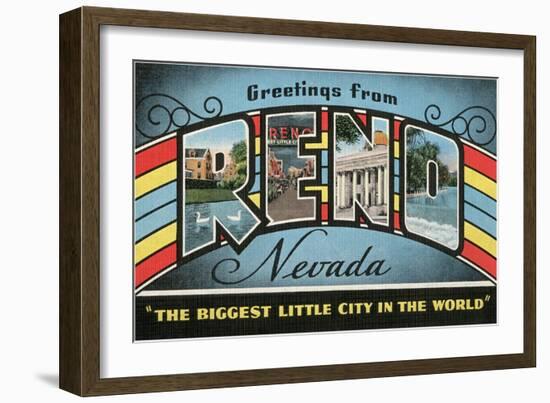 Greetings from Reno, Nevada, the Biggest Little City in the World-null-Framed Giclee Print