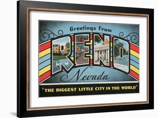 Greetings from Reno, Nevada, the Biggest Little City in the World-null-Framed Giclee Print