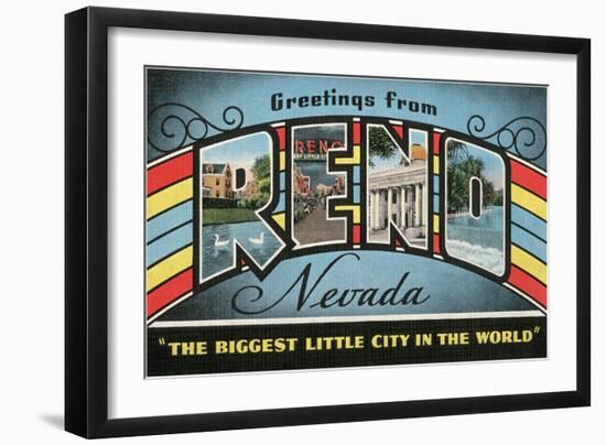 Greetings from Reno, Nevada, the Biggest Little City in the World-null-Framed Giclee Print