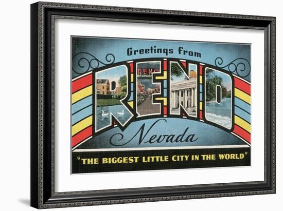 Greetings from Reno, Nevada, the Biggest Little City in the World-null-Framed Giclee Print