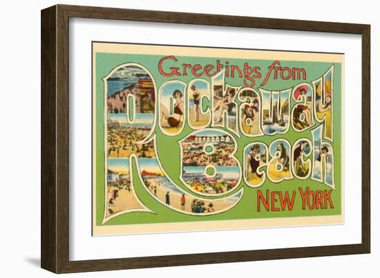 Greetings from Rockaway Beach, New York-null-Framed Art Print