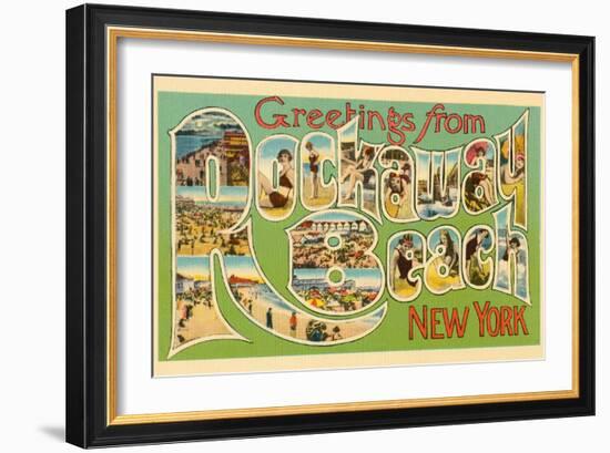 Greetings from Rockaway Beach, New York-null-Framed Art Print