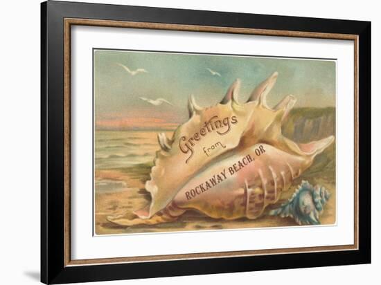 Greetings from Rockaway Beach, Oregon-null-Framed Art Print