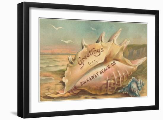 Greetings from Rockaway Beach, Oregon-null-Framed Art Print