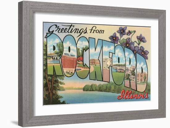 Greetings from Rockford, Illinois-null-Framed Art Print