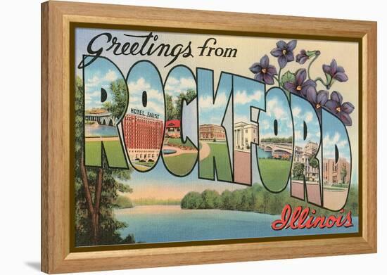 Greetings from Rockford, Illinois-null-Framed Stretched Canvas