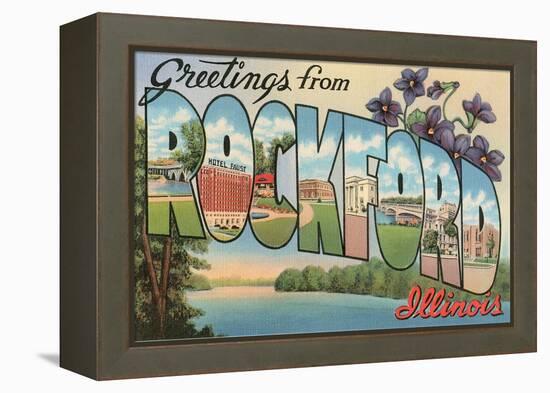 Greetings from Rockford, Illinois-null-Framed Stretched Canvas