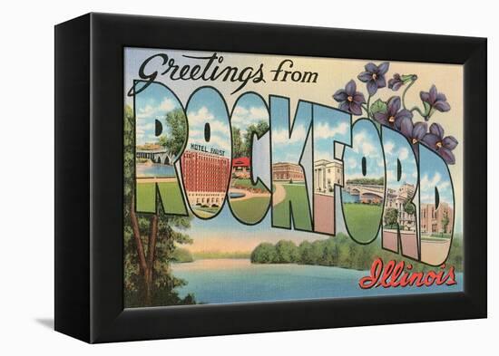 Greetings from Rockford, Illinois-null-Framed Stretched Canvas