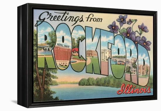 Greetings from Rockford, Illinois-null-Framed Stretched Canvas