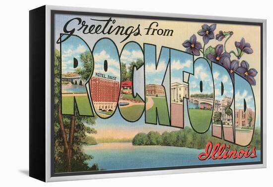 Greetings from Rockford, Illinois-null-Framed Stretched Canvas