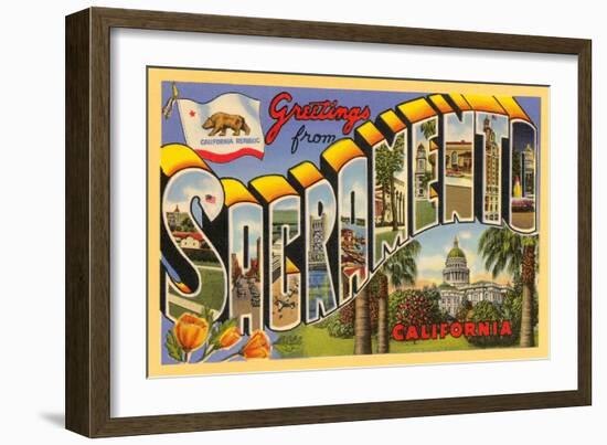 Greetings from Sacramento, California-null-Framed Premium Giclee Print