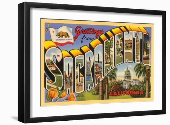 Greetings from Sacramento, California--Framed Art Print