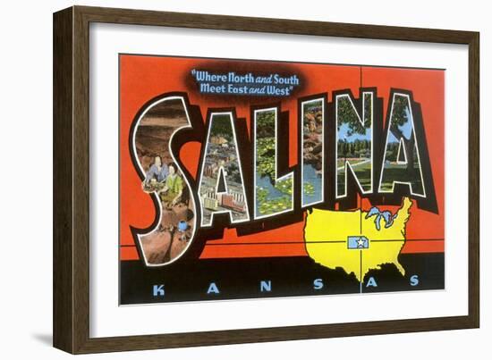 Greetings from Salina, Kansas, Where North and South Meet East and West-null-Framed Giclee Print