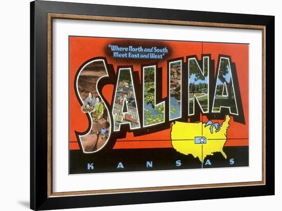 Greetings from Salina, Kansas, Where North and South Meet East and West-null-Framed Giclee Print