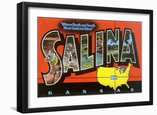 Greetings from Salina, Kansas, Where North and South Meet East and West-null-Framed Giclee Print