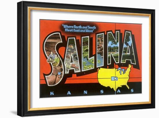 Greetings from Salina, Kansas, Where North and South Meet East and West-null-Framed Giclee Print