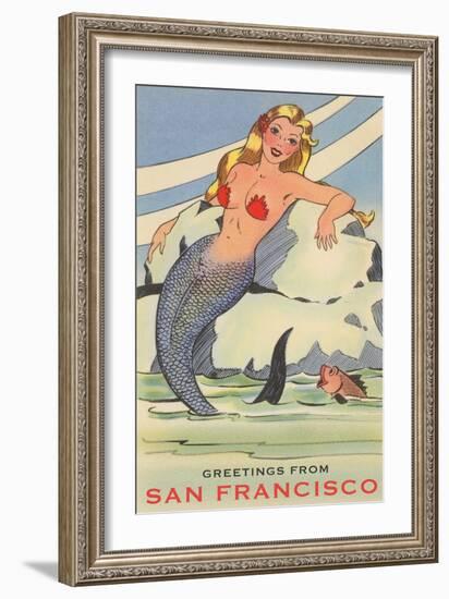 Greetings from San Francisco, California, Mermaid-null-Framed Art Print