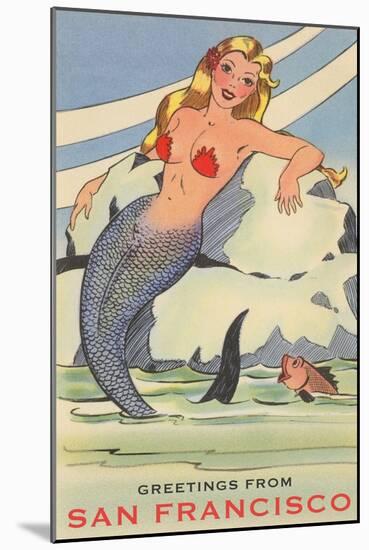 Greetings from San Francisco, California, Mermaid-null-Mounted Art Print
