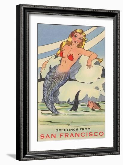 Greetings from San Francisco, California, Mermaid-null-Framed Art Print