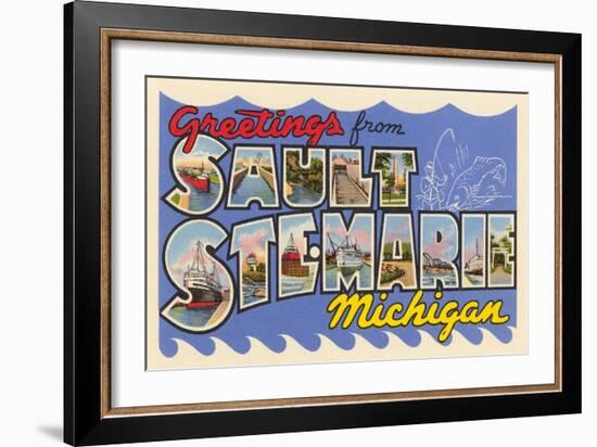 Greetings from Sault Ste. Marie, Michigan-null-Framed Art Print