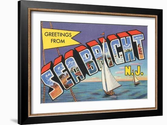 Greetings from Sea Bright, New Jersey-null-Framed Premium Giclee Print