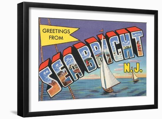 Greetings from Sea Bright, New Jersey-null-Framed Premium Giclee Print