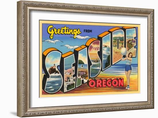 Greetings from Seaside, Oregon-null-Framed Art Print