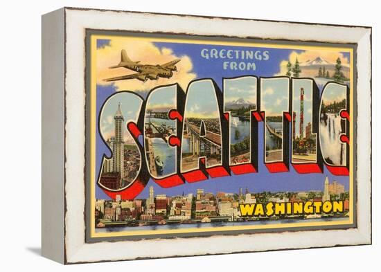 Greetings from Seattle, Washington-null-Framed Stretched Canvas