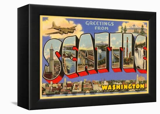 Greetings from Seattle, Washington-null-Framed Stretched Canvas