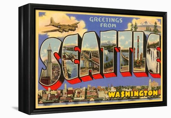 Greetings from Seattle, Washington-null-Framed Stretched Canvas