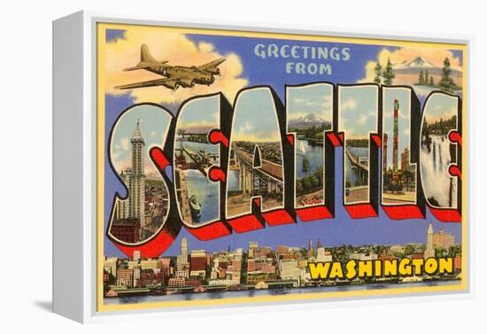 Greetings from Seattle, Washington-null-Framed Stretched Canvas