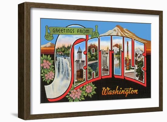 Greetings from Seattle, Washington-null-Framed Art Print