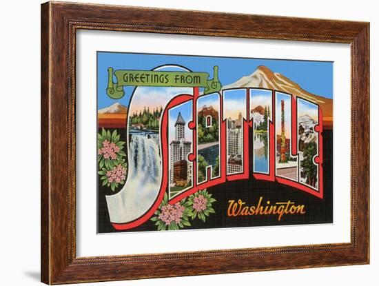 Greetings from Seattle, Washington-null-Framed Art Print