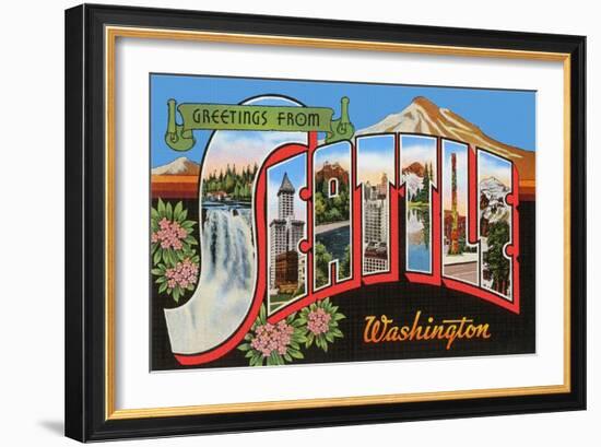 Greetings from Seattle, Washington-null-Framed Art Print