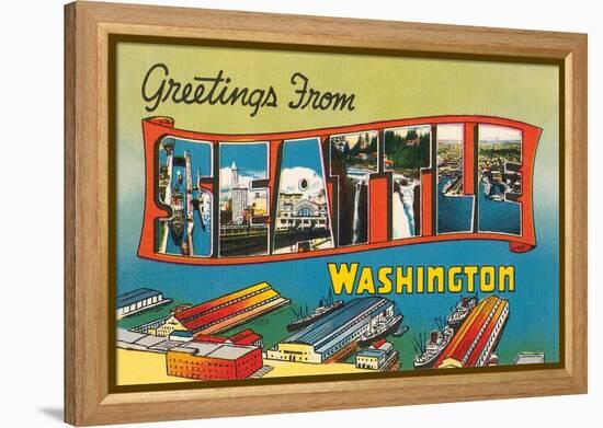 Greetings from Seattle, Washington-null-Framed Stretched Canvas