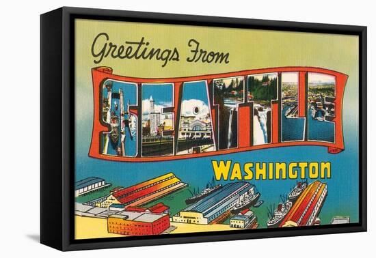 Greetings from Seattle, Washington-null-Framed Stretched Canvas