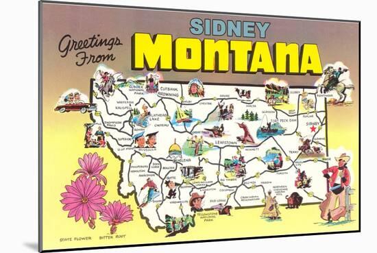 Greetings from Sidney, Montana-null-Mounted Art Print