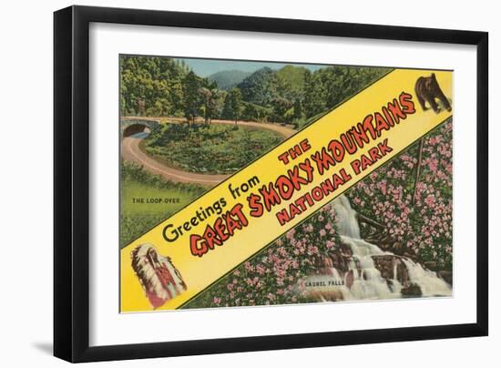 Greetings from Smoky Mountains-null-Framed Art Print